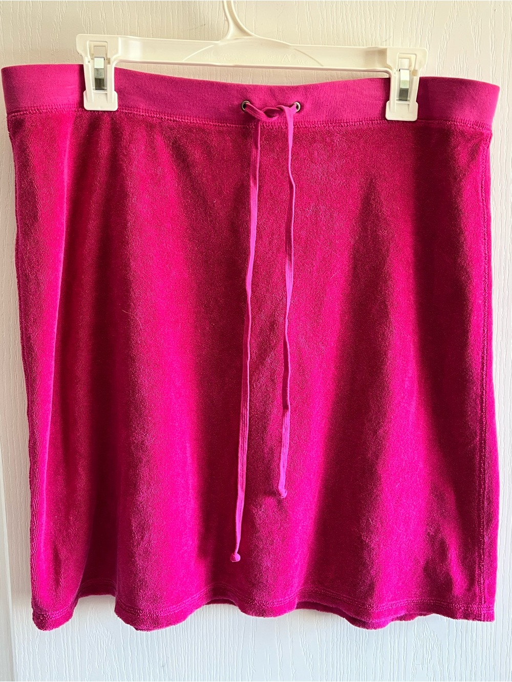 Rare Vintage Juicy Couture Hot Pink Terry Cloth Mini Skirt Size M Drawstring Y2K